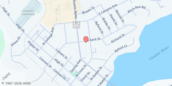 Map showing Chestertown Seventh Day Adventist Church at 305 N Kent St, Chestertown, MD