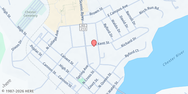 Map showing Chestertown Seventh-day Adventist Food Pantry at 305 Kent St., Chestertown, MD