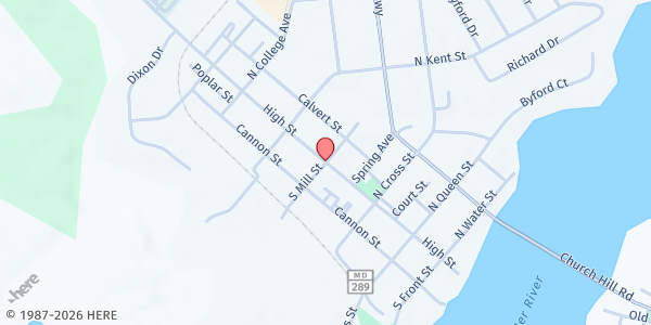 Map showing Community Food Pantry at 401 High St., Chestertown, MD