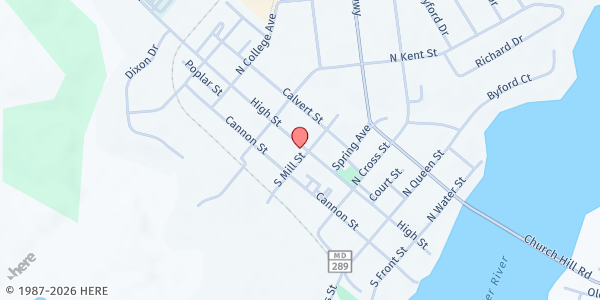 Map showing Community Food Pantry at Christ United Methodist Church, 401 High Street, Chestertown, MD