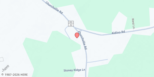 Map showing Smith's Chapel United Methodist Church at 3109 Churchville Road, Churchville, MD