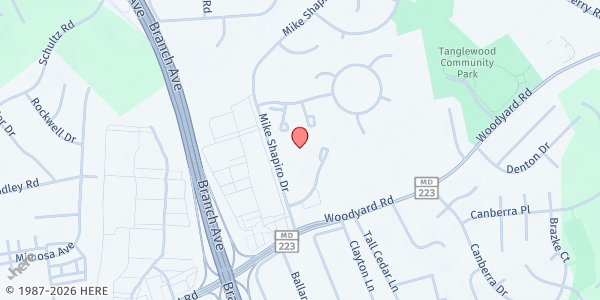 Map showing Clinton Manor Senior Citizens Center at 8500 Mike Shapiro Drive, Clinton, MD