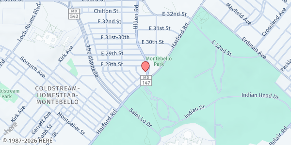 Map showing Church Of Jesus Christ at 2880 Hillen Road, Coldstream - Homestead - Montebello, MD