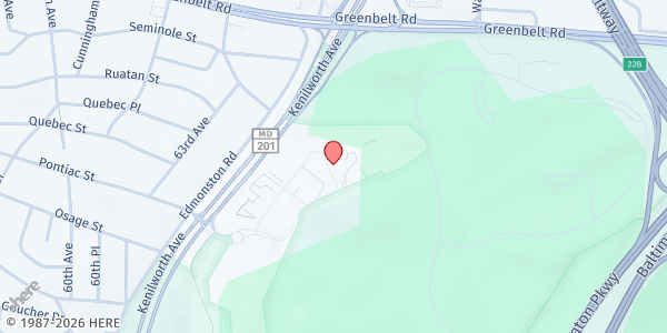 Map showing Help By Phone Throughout P.G. County - Main Office at 6100 Westchester Park Drive, College Park, MD