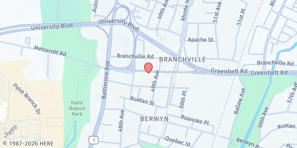 Map showing Pregnancy Aid Center Inc - College Park at 4809 Greenbelt Rd., College Park, MD