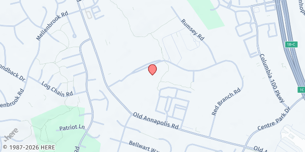Map showing Bridgeway Community Church Cupboard at 9189 Red Branch Road, Columbia, MD
