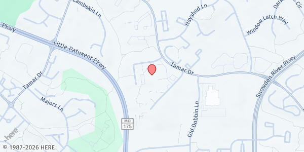 Map showing Columbia Community Care Center at Center, Columbia, MD