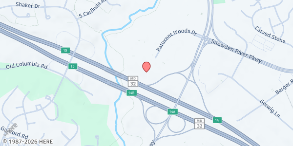 Map showing Howard County Department of Community Resources and Services at 9830 Patuxent Woods Dr, Columbia, MD