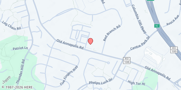 Map showing St. John Baptist Church at 8910 Route 108, Columbia, MD