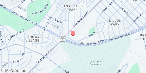 Map showing Pennsylvania Ave. SDA Church at 4010 Belt Rd., Coral Hills, MD