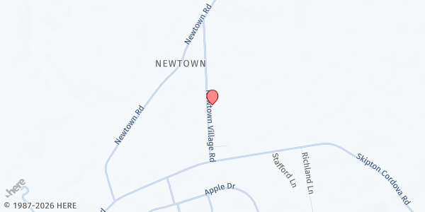 Map showing New Zion UMC at 12946 Newtown Village Rd, Cordova, MD