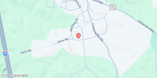 Map showing Anne Arundel County Food Bank at 120 Marbury Drive, Cranberry Woods, MD