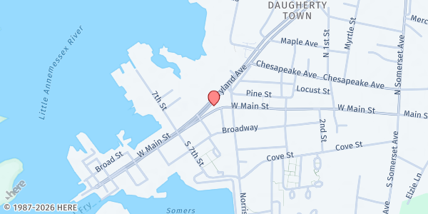 Map showing Manna House at 510 West Main Street, Crisfield, MD