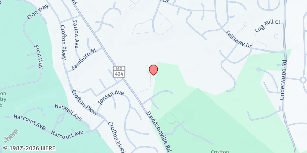 Map showing St. Elizabeth Ann Seton Church at 1800 Seton Dr., Crofton, MD