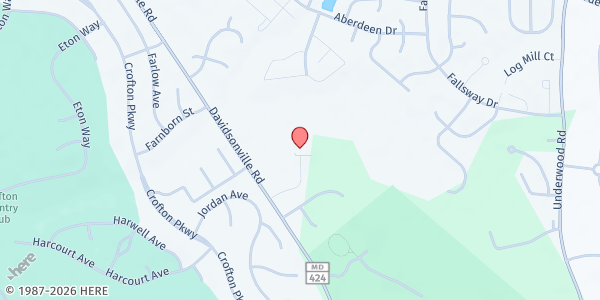 Map showing St Elizabeth Ann Seton Church at 1800 Seton Drive, Crofton, MD