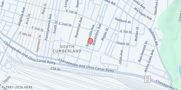 Map showing Booth Towers at 220 Somerville Avenue, Cumberland, MD