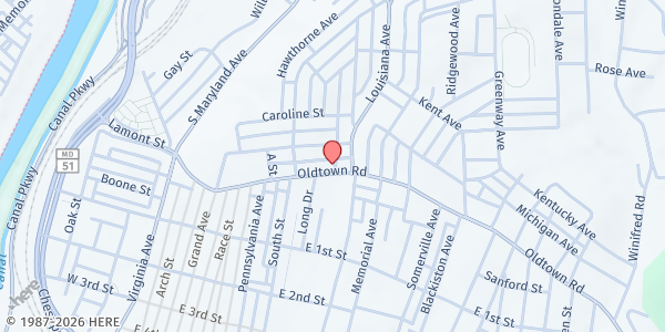 Map showing Church of the Nazarene at 508 Old Town Rd, Cumberland, MD