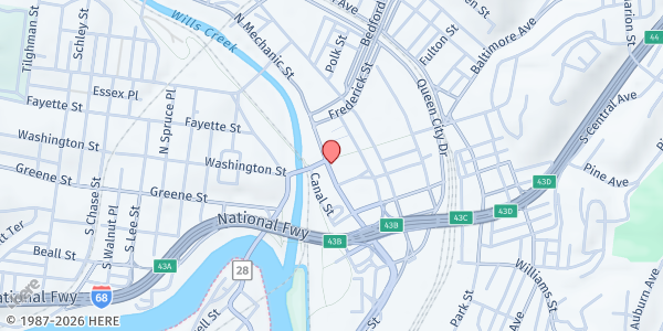 Map showing Cumberland Manor at 29 Baltimore Street, Cumberland, MD