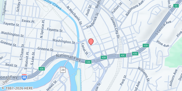 Map showing Hope Station at 6 Pershing St, Cumberland, MD