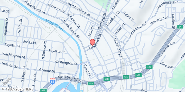 Map showing Self-help In Partnership at Self-help In Partnership, Cumberland, MD