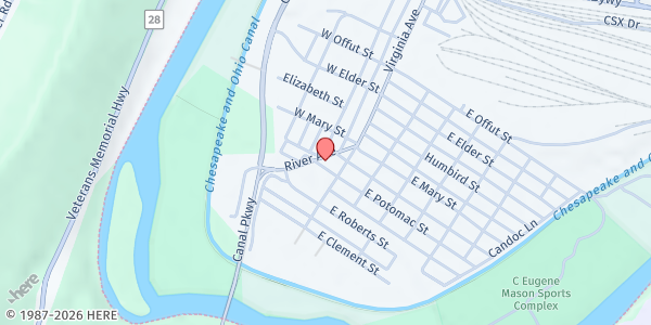 Map showing Soul's Harbor Church at 1308 River Road, Cumberland, MD