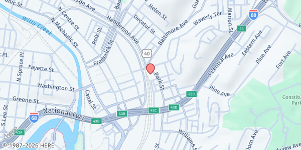 Map showing Union Rescue Mission of Western Maryland at 16 Gulf Memorial Drive, Cumberland, MD