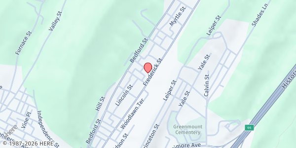 Map showing WEST Maryland Food Bank - Cumberland at 816 Frederick Street, Cumberland, MD