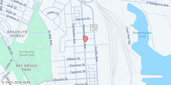 Map showing Calvary Temple at 4201 Pennington Avenue, Curtis Bay, MD
