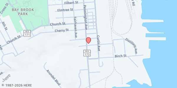 Map showing Emmanuel World Outreach at 5021 Pennington Avenue, Curtis Bay, MD