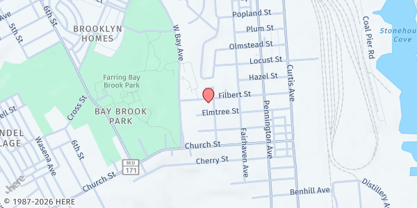 Map showing Filbert Street Garden at 1321 Filbert Street, Curtis Bay, MD
