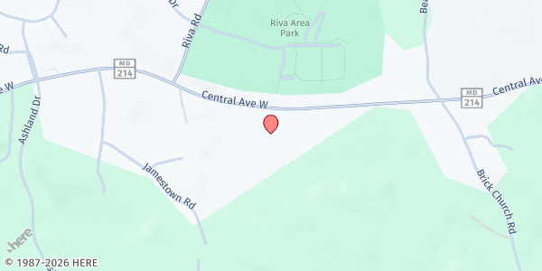 Map showing Riva Trace Baptist Church at 475 West Central Avenue, Davidsonville, MD