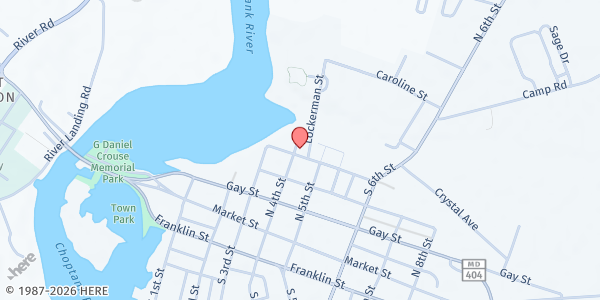 Map showing Abrams Memorial Church at 300 N. 4th St., Denton, MD