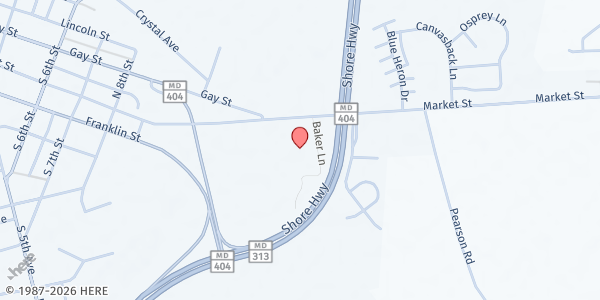 Map showing Calvary Baptist Church at 1120 Market St., Denton, MD