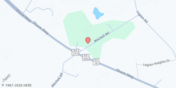 Map showing Denton Christian Church at 8680 Mitchell Rd, Denton, MD