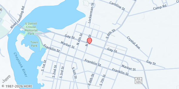 Map showing Samaritan House Pantry at 12 5th Street, Denton, MD