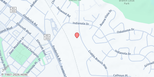 Map showing Montgomery County Muslim Foundation at 15746 Crabbs Branch Way, Derwood, MD