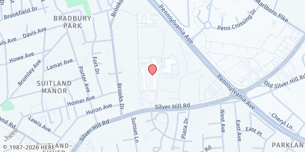 Map showing Bridging the Gap Turkey Giveaway Distribution Site at 5200 Silver Hill Road, District Heights, MD