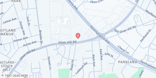 Map showing First Baptist Church of Suitland at 5400 Silver Hill Road, District Heights, MD