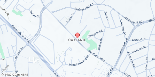 Map showing Life in Victory Outreach Center at 5600 Marlboro Pike, District Heights, MD