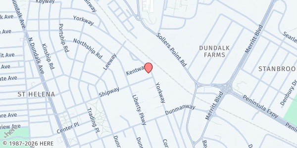 Map showing Dundalk Church of the Brethren at 2660 Yorkway, Dundalk, MD