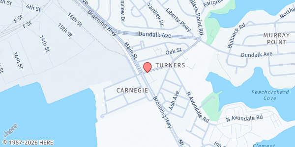 Map showing Our Community Serving Others – St. Matthew UMC at 101 Avon Beach Road, Dundalk, MD