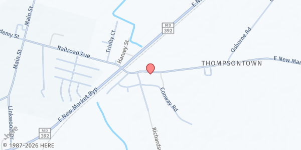 Map showing Faith Community United Methodist at 509 Railroad Ave, East New Market, MD