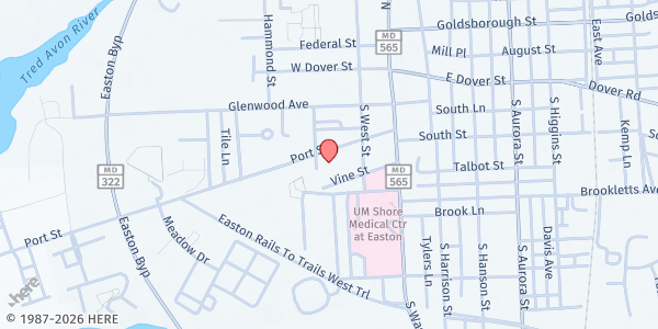 Map showing Neighborhood Center at 126 Port Street, Easton, MD