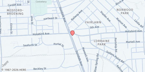 Map showing St. Luke's Lutheran Church at 1803 Dundalk Ave., Eastpoint, MD