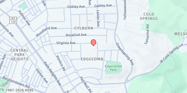 Map showing Catherine's Family and Youth Services at 2835 Virginia Avenue, Edgecomb, MD