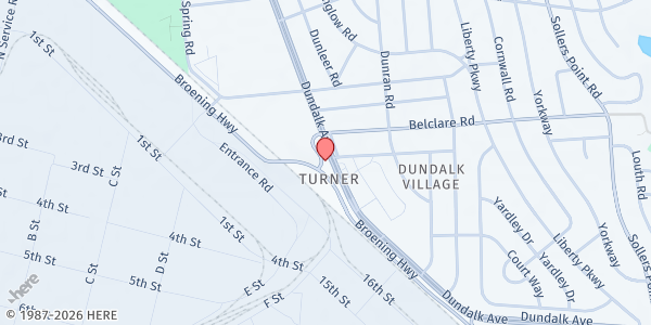 Map showing Edgemere Church of God Food Pantry at 7414 Ellen Avenue, Edgemere, MD