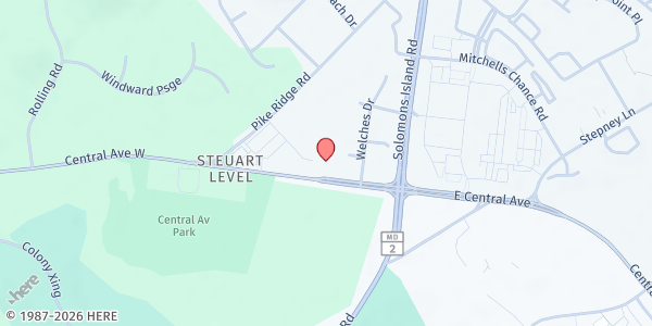 Map showing First Baptist Church of Edgewater at 38 West Central Avenue, Edgewater, MD