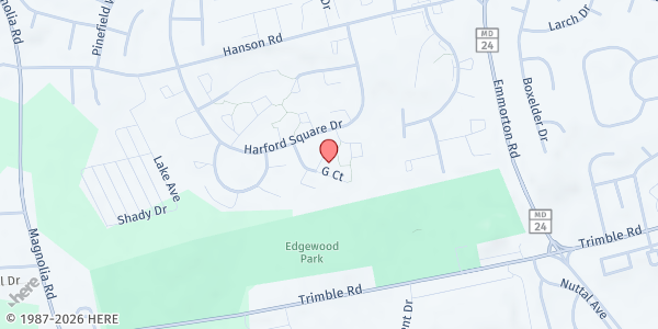Map showing Children of Life at 539 Jamestown Court, Edgewood, MD