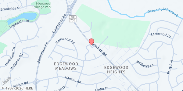 Map showing Prince Of Peace Catholic Church at Prince Of Peace Catholic Church, 2600 Willoughby Beach Road, Edgewood, MD