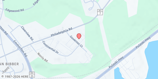 Map showing The Hope Center at 1305 Govenor Court, Edgewood, MD